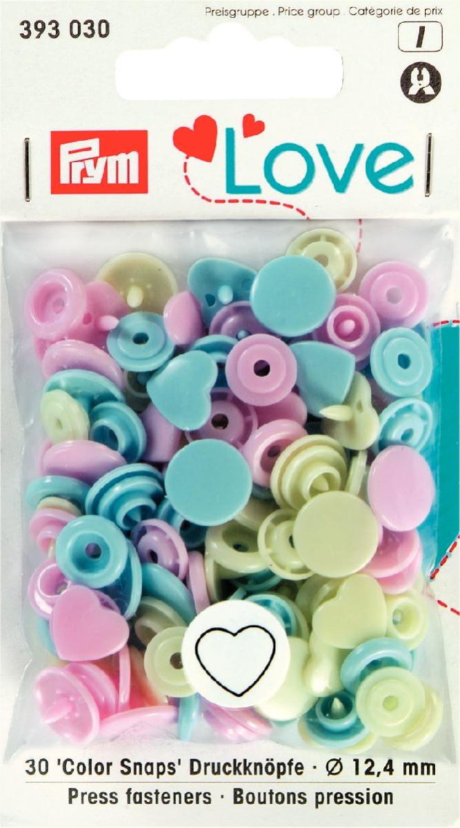  Prym Love Colour Snaps 12mm Pastel Heart Shape